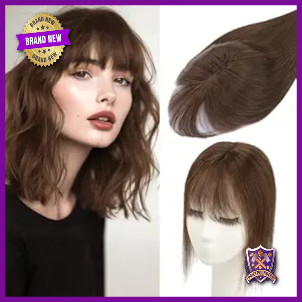 Human Hair Topper With Bangs 14 Inch 150% Density For Thinning Hair